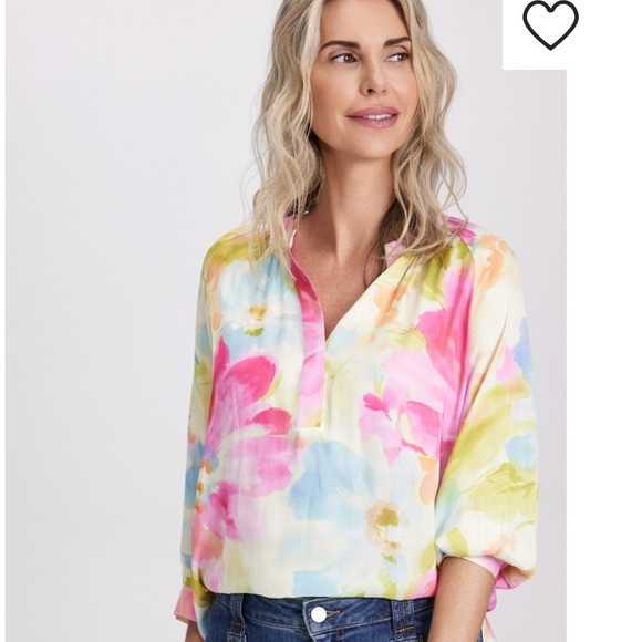 Laura Tops - Laura Balloon 3/4 Sleeve Floral Print Blouse